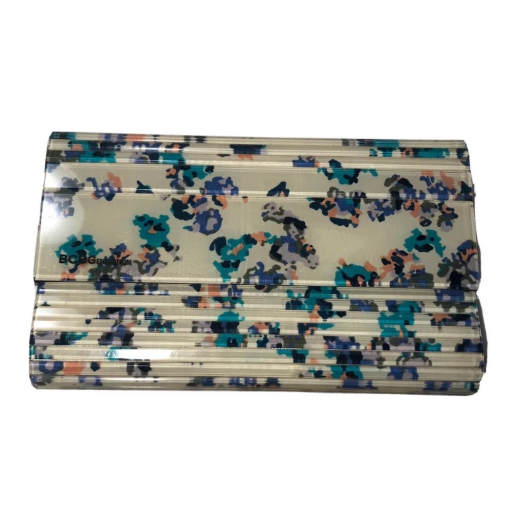 New BCBGeneration Acrylic Clutch Purse Bag Abstract Multicolor